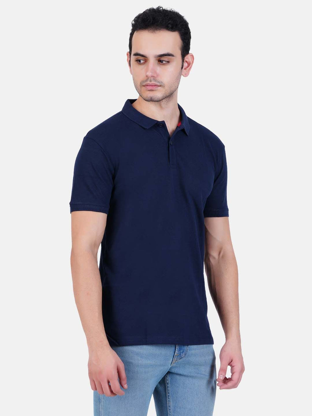Polo collar Cotton Tshirt for men and women for summer breathable cool soft fine fabric navy blue-4