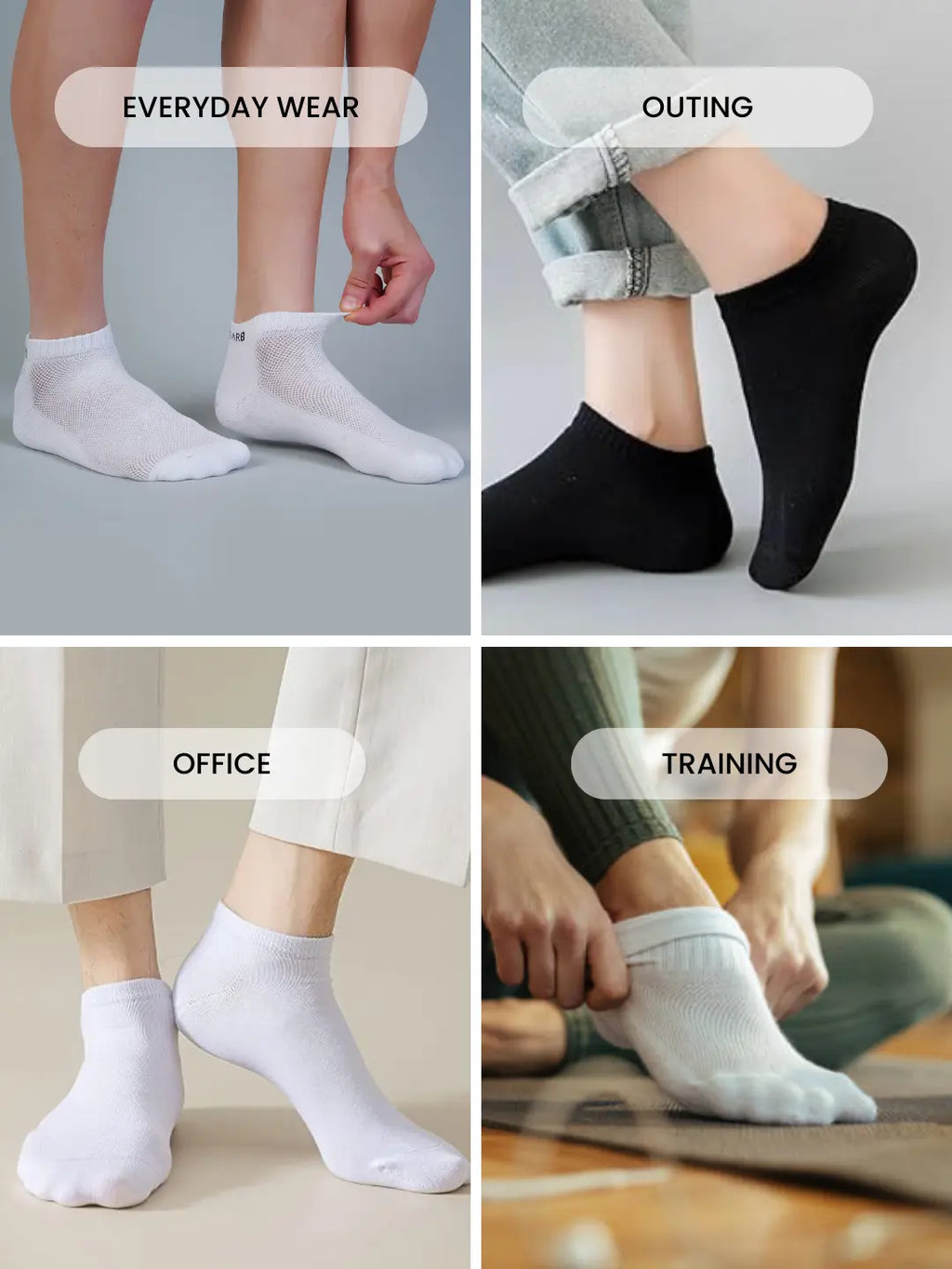 Low Ankle Socks for Men and Women Pack of 4 Pairs-7