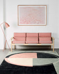 Circle Rug | Sage, Pink & Ivory | Wool | Georfia by Rugfine-0
