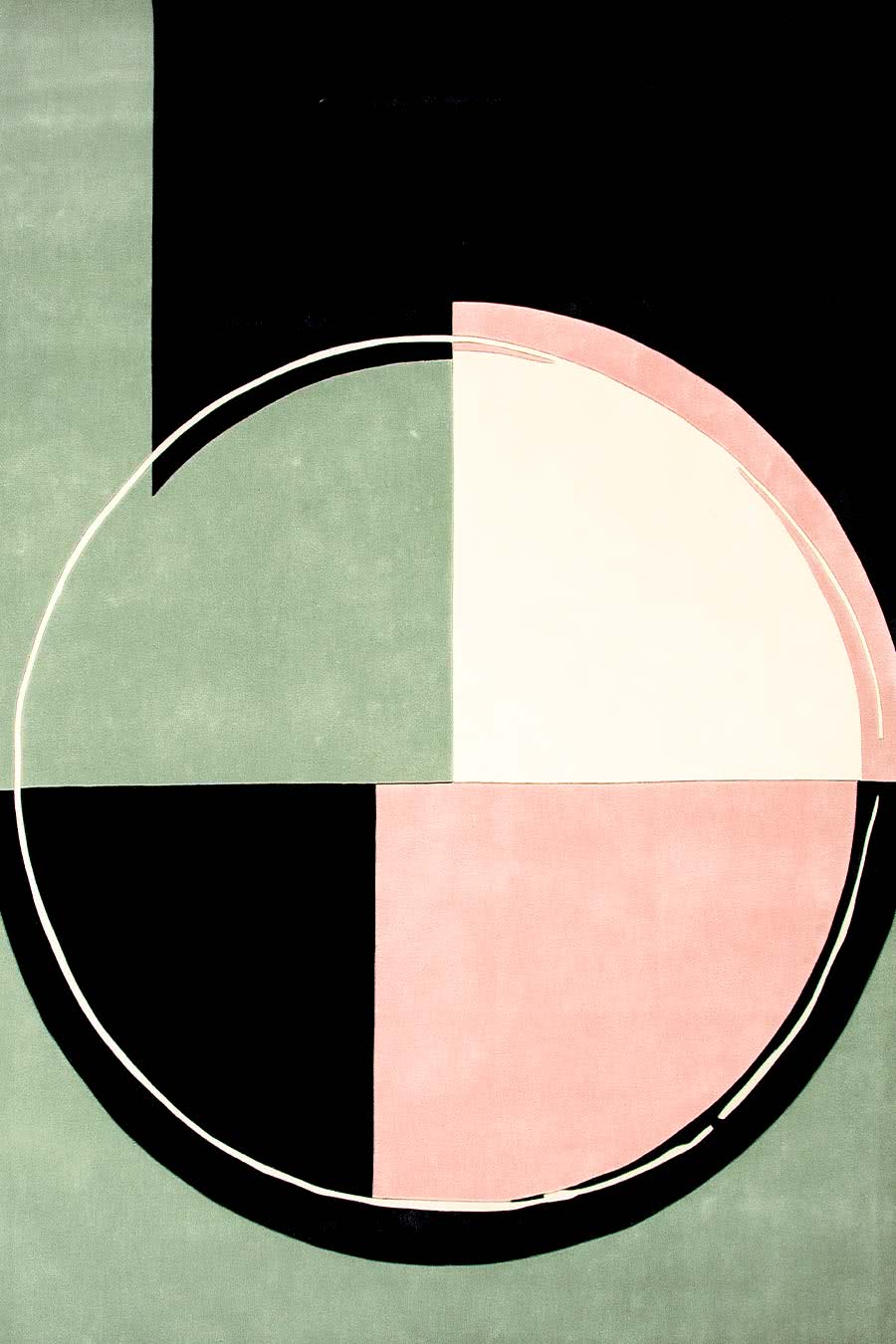 Circle Rug | Sage, Pink & Ivory | Wool | Georfia by Rugfine-1