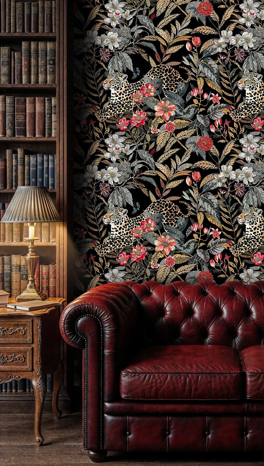 Leopards in Night Garden Wallpaper
