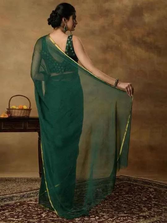 Nidha Emerald Elegance Chiffon Saree-2